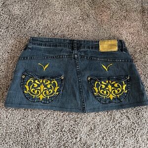 Apple Bottom Y2K Vintage embroidered denim low rise mini skirt Women's Size M/20
